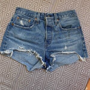 Levi's 501 High-Rise Distressed Cutoff Denim Shorts